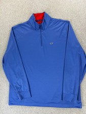 Vineyard Vines Performance 1/4 Zip WHALE Pullover Men's Large Blue