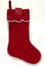 Christmas Stocking  19" Felt Red White At Home New