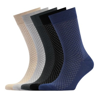 VRD Mens Dress Socks Bamboo Rayon 5-Pack Crew Socks Honeycomb Mid-Calf Length
