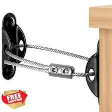 4pk Anti Tip Furniture Anchors Baby Proofing Black Metal