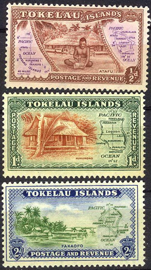 Tokelau 1948 Island Scenes MH (SC# 1-3)