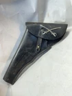 Civil War Cavalry Dragoon Leather Holster w/ Crossed Sabers Insignia