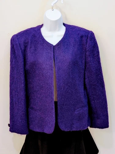 Giacca donna DIOR Christian Dior vintage viola mohair anni 90 designer taglia 12