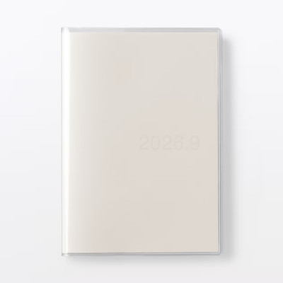 MUJI Monday-start vertical schedule planner August 2026 start B6 monthly/weekly