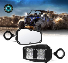 UTV RZR Mirror Offroad Side Rear View Mirrors with LED Spot Light Compatible ...