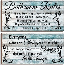 Jetec 2 Pieces Funny Bathroom Signs Wall Decor Toilet Chic Style