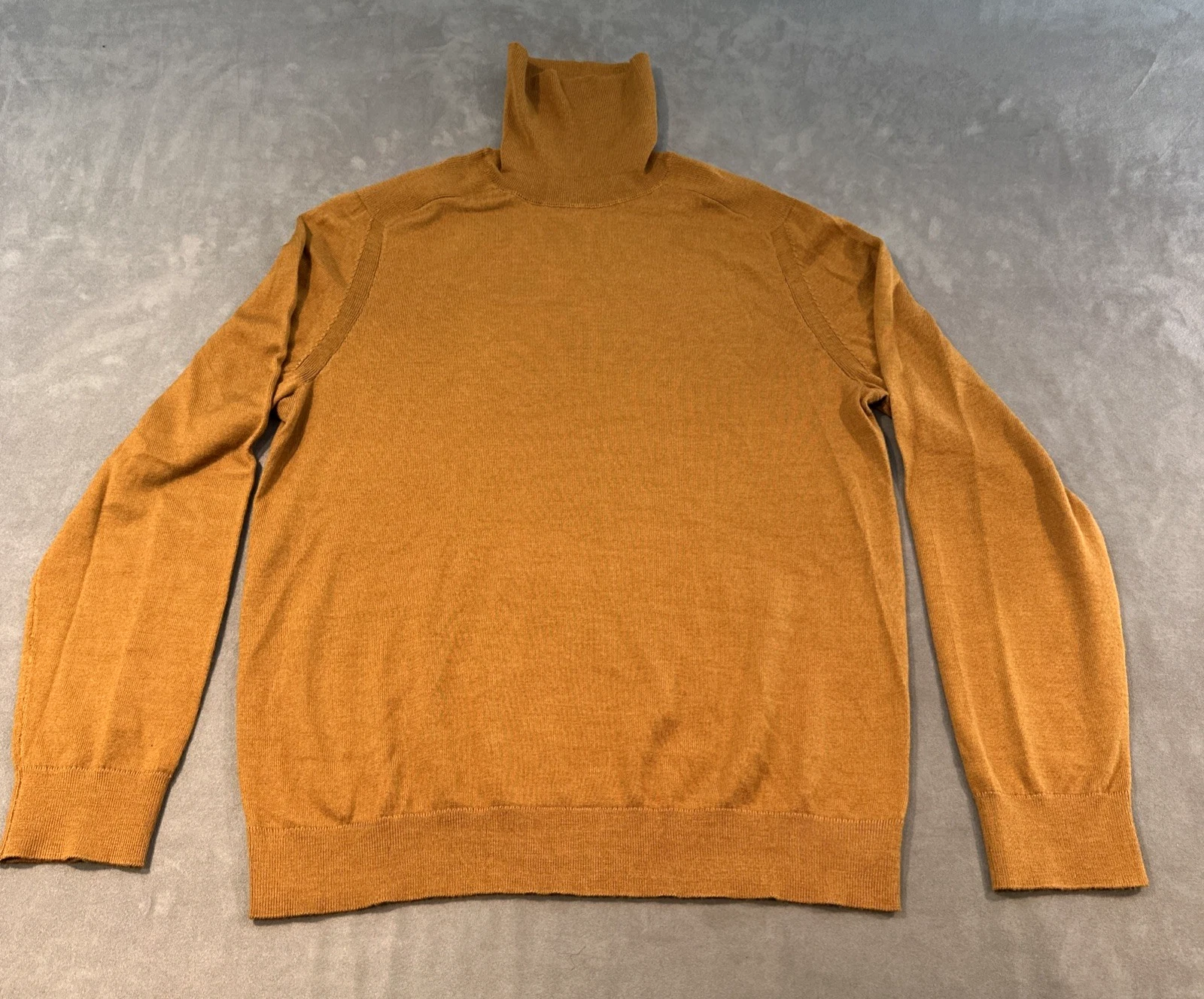 Merino Wool Blend Turtleneck Base Layer Lightweight Sweater Brown Express Mens L