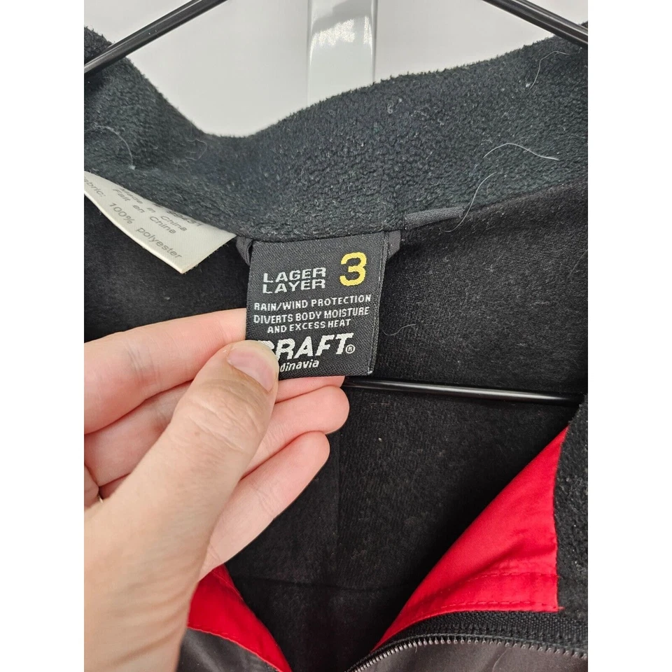 Chaqueta cortavientos Craft Cycling para hombre talla L capa 3 cremallera completa roja negra Foto 3 de 4