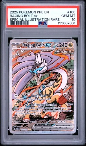 2025 POKEMON PRE EN-PRISMATIC EVOLUTIONS #166 RAGING BOLT EX PSA 10