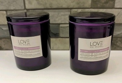Love Me More Natural Soy Wax Candle Lavender Fields Scent 8oz 40hr Burn Set 2 