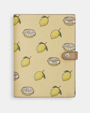 Coach Notebook with Lemon Print Silver Garden Glade Multi Smooth Leather NWT