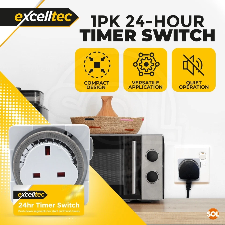 24 Hour Segment Timer Switch 24hr Mains Plug In Mechanical Clock Energy Saver - Image 3 of 4