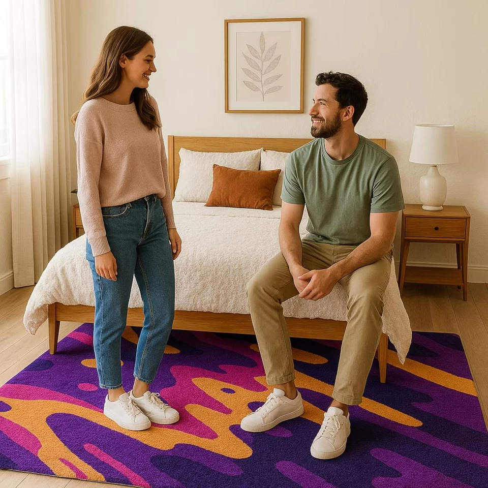 Hand-Tufted Rug Color Blaze – Abstract Purple, Orange, and Pink Design for Moder - Image 4 of 4