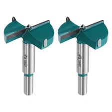 2pcs Forstner Drill Bit 1-7/8" (48mm) Carbide Wood Hinge Hole Opener Round Shank