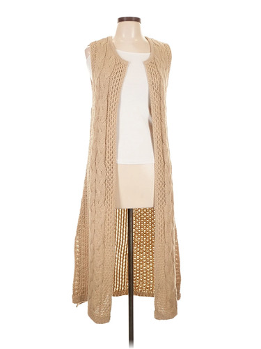 NY Collection Women Brown Sweater Vest L Petites