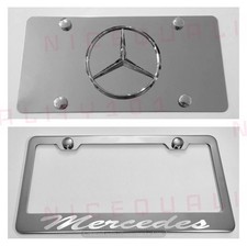 3d Mercedes Benz Combo Stainless Steel Front Plate W License Plate Frame