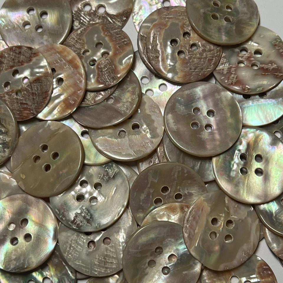 Best Quality Japanese AWABI/Abalone Button Orange/Natural Back 19mm,23mm 7/8" 4h - Image 2 of 4