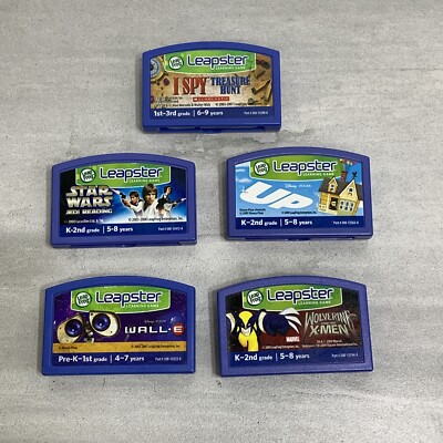 lot of 5 LEAPSTER LEAPFROG Games Disney,  Star Wars Up Wolverine XMen Wall E