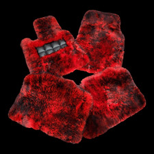 Genuine Red Sheepskin w Black Tips Car Floor Mats for Rolls Royce Cullinan