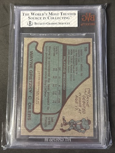 1979-80 Topps - #18 Wayne Gretzky (RC) Beckett 8 Rookie BGS BVG - Picture 2 of 2