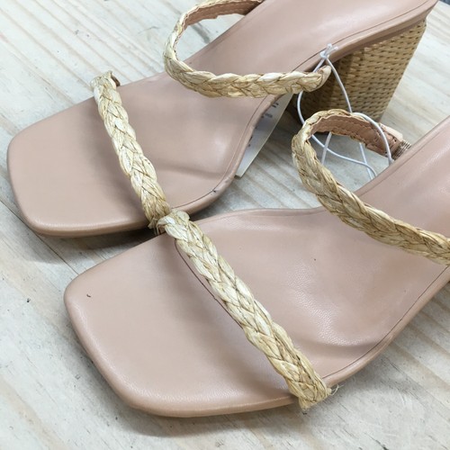 A New Day Heels Womens 8 Wide Open Toe Strappy Slide Block Beige Slip On NEW - Imagen 8 de 16