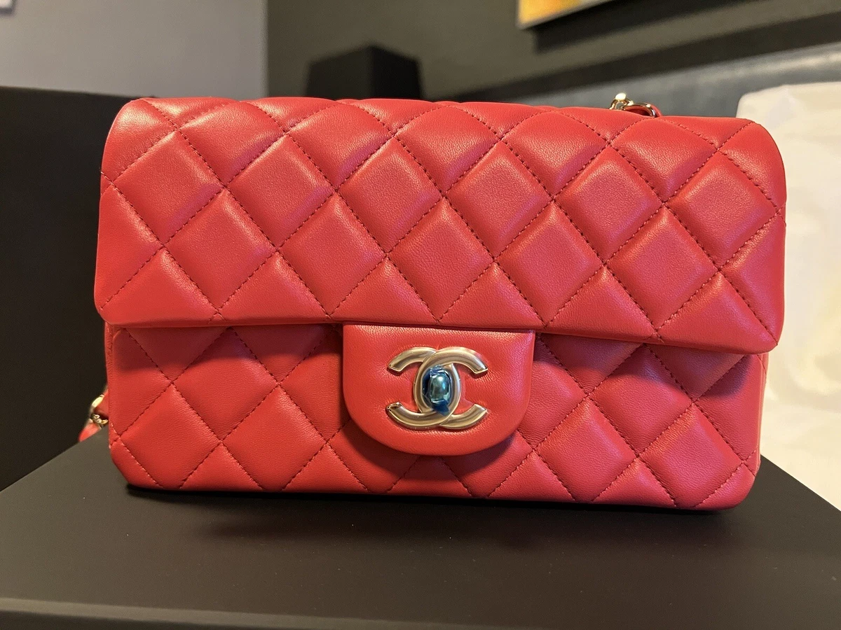 Chanel, Caviar Rectangular Classic Flap in Red