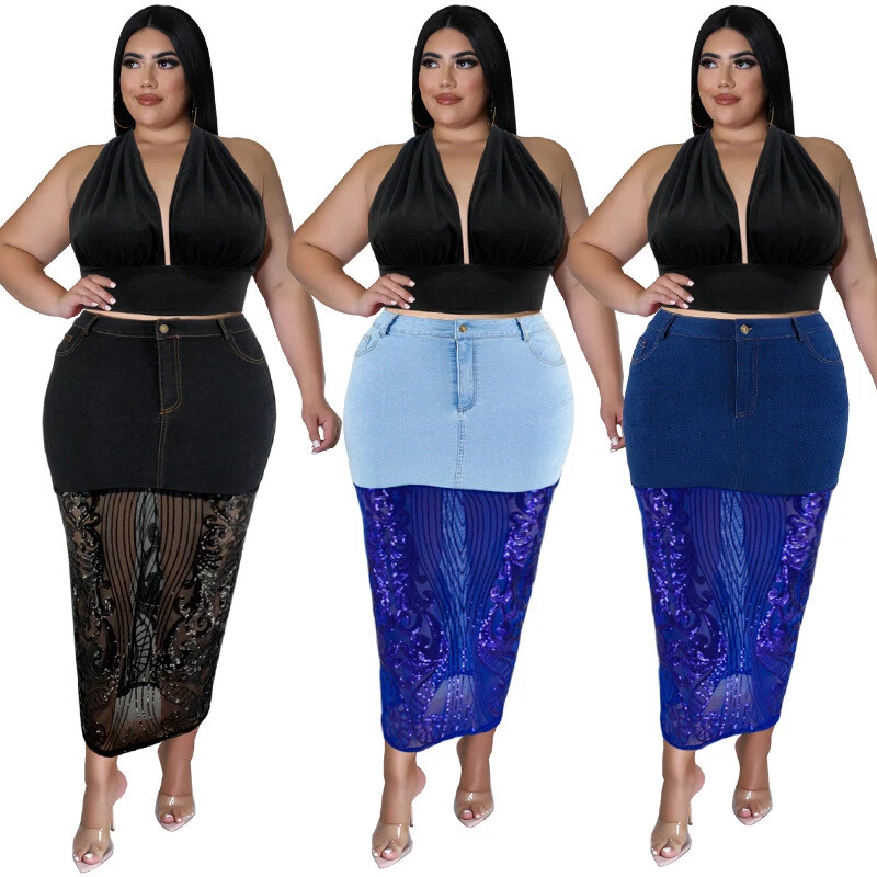 Plus size high waisted skirt cheap quilt