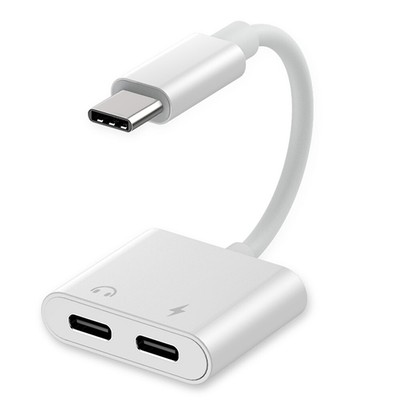 2in1 Dual Type-C to AUX Headphone Jack Adapter Cable f nubia Z17 miniS CellPhone