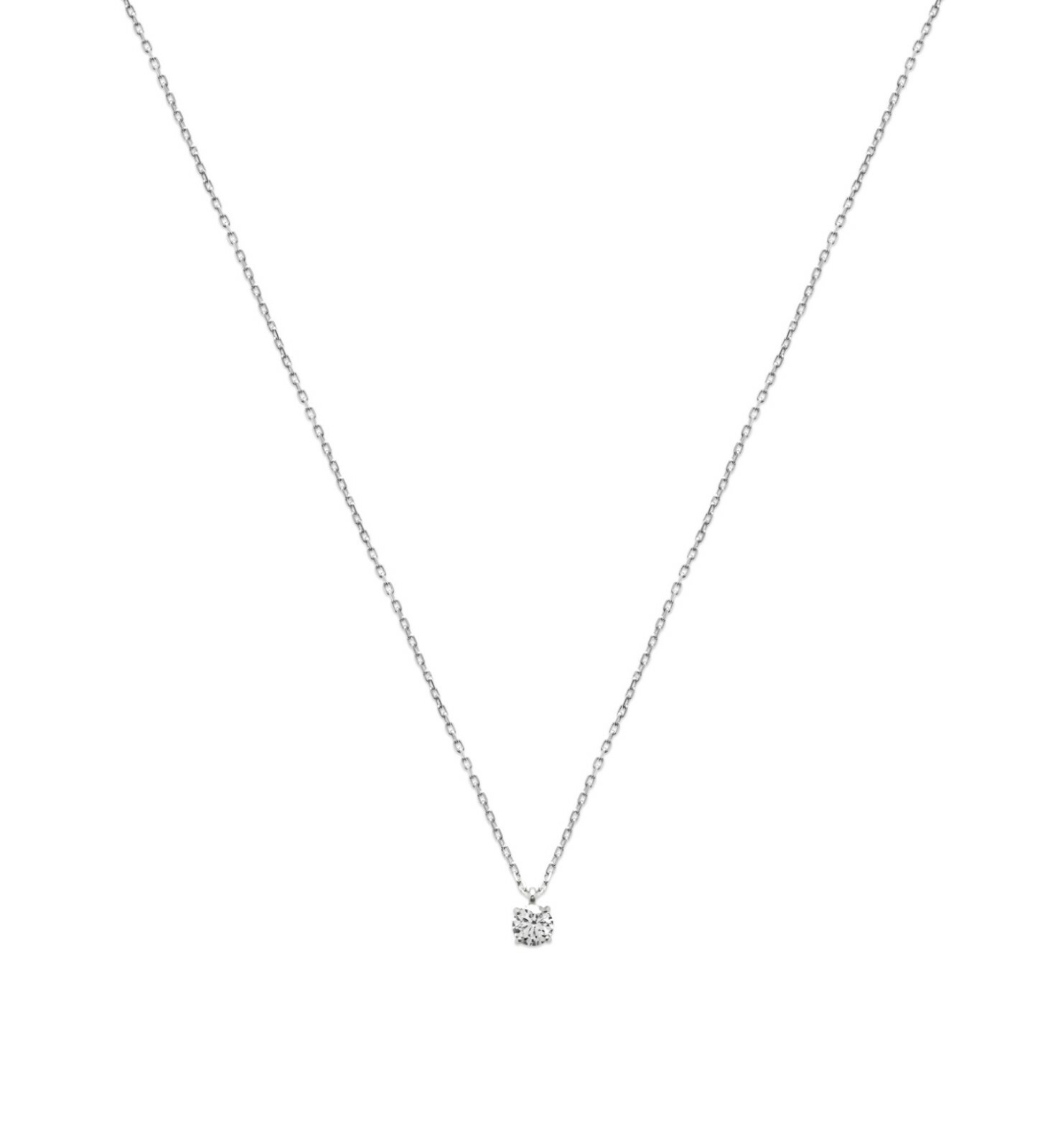 Collier cristal solitaire 5mm en argent massif 925 d'une brillance pure