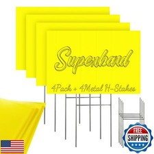 Blank Yard Signs with Stakes, Yellow 4 Pack12"x18" Corrugated Plastic Sheet f