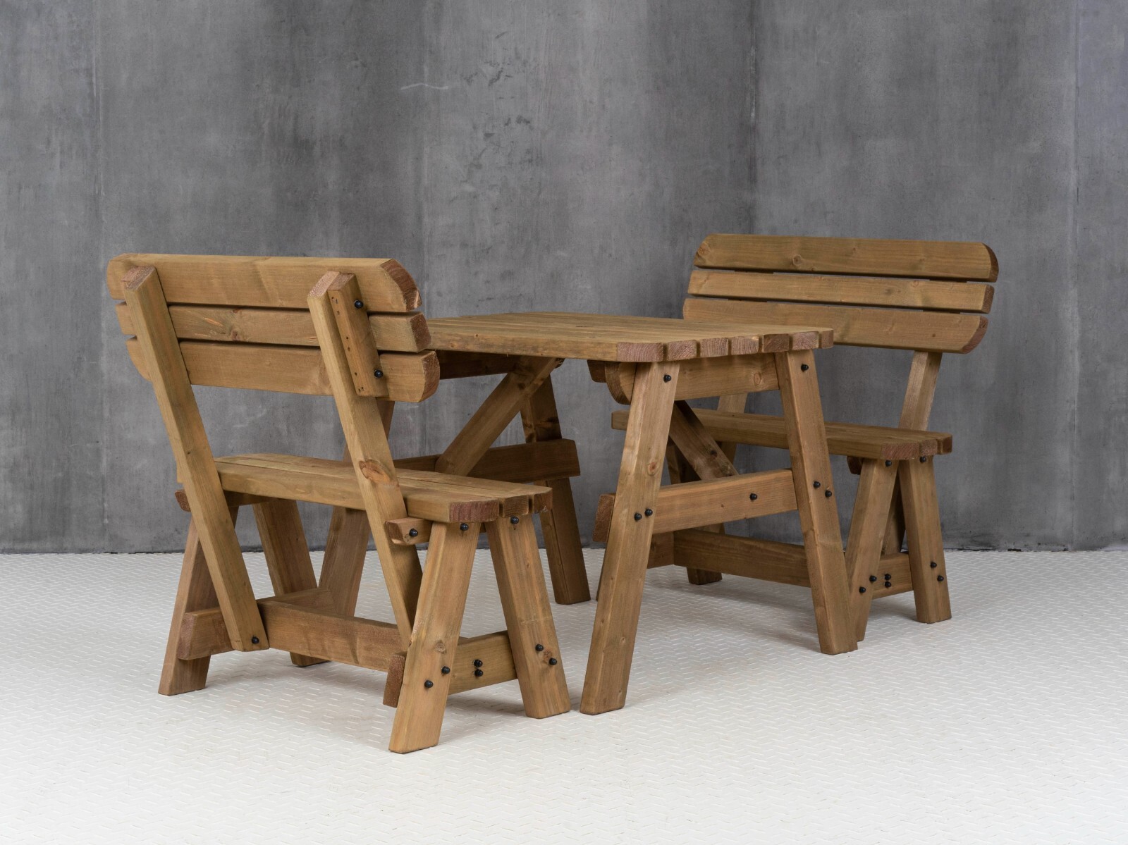 Picnic Table and Bench Set Garden Furniture, Victoria Rounded With