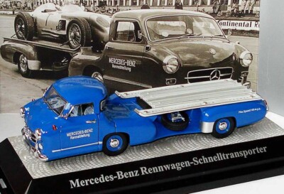 RARE MERCEDES BLUE WONDER CAR TRANSPORTER 1:43 PREMIUM CLASSIXXS