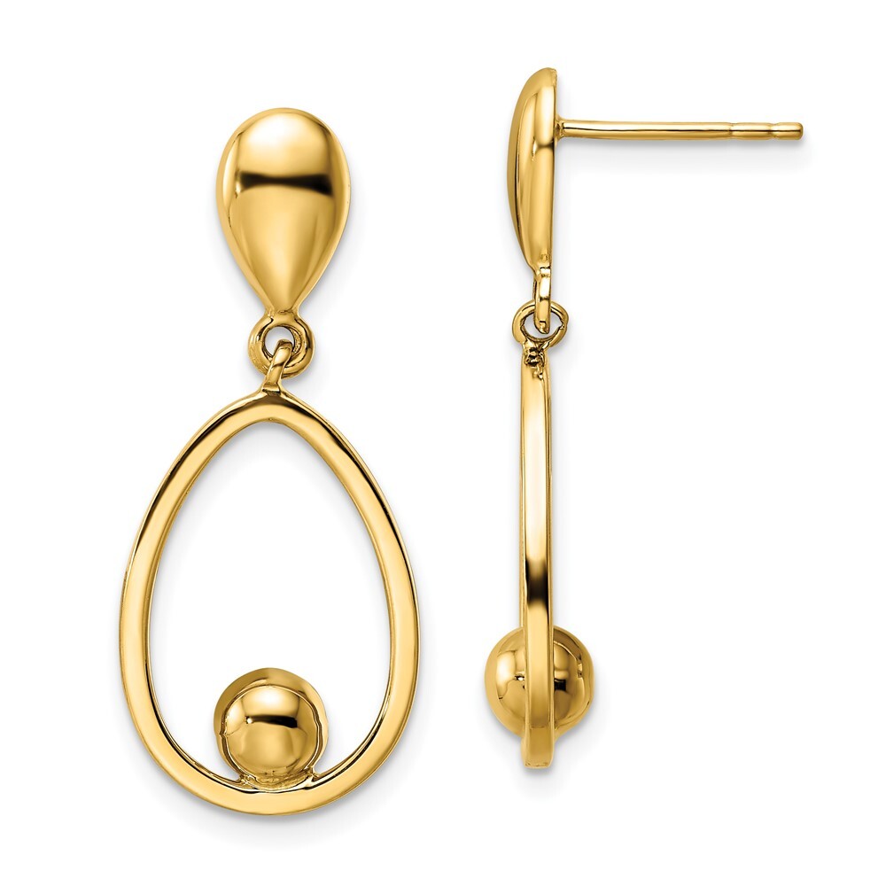 14k Yellow Gold Polished Tear Drop and Dangle Earrings 2g for Mom