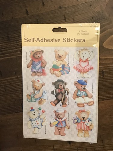 Vtg Sticker Sheets 1986 Gibson Teddy Bears All Dressed Up Ballerina Doctor NIP - 第 1/3 張圖片