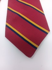 Brooks Brothers Makers 100 Silk Necktie Striped Red/Blue/Gold Herringbone