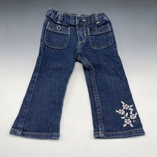 OshKosh Genuine Kids Floral Baby Jeans 18M Months Denim Stretch