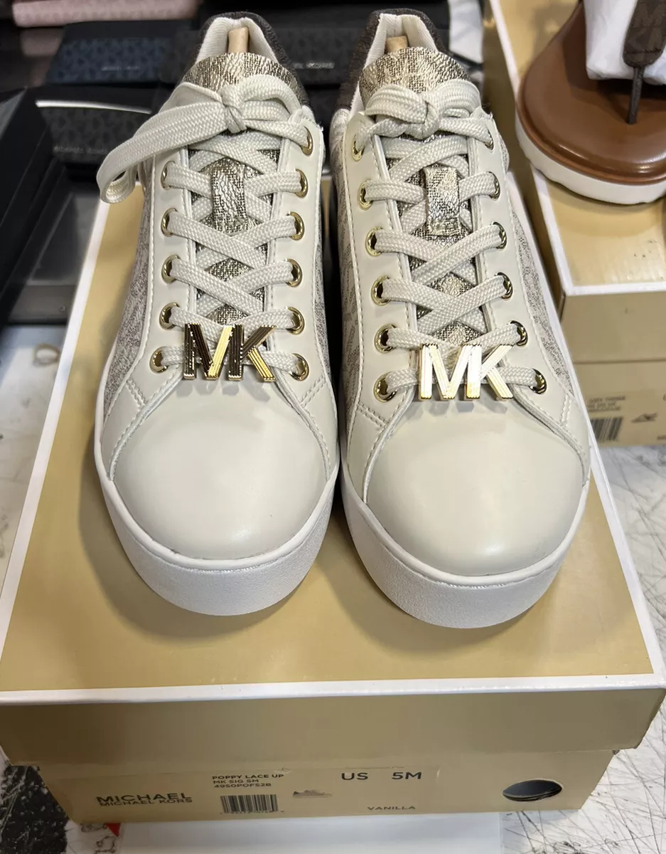 MICHAEL KORS POPPY COLOR-BLOCK LOGO SNEAKER, SIZE 5