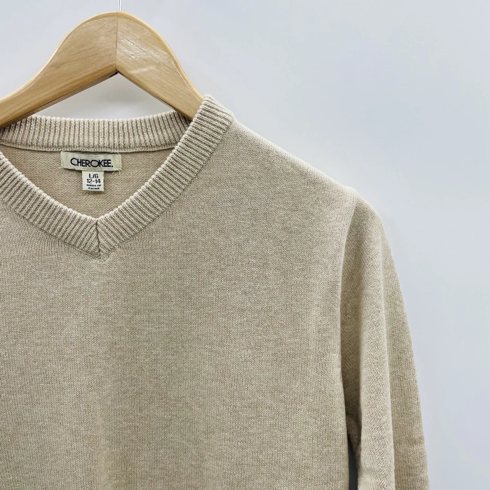 Suéter Cherokee Jóvenes Niños Talla Grande 12/14 Manga Larga Cuello en V en Beige 2291 Foto 2 de 4