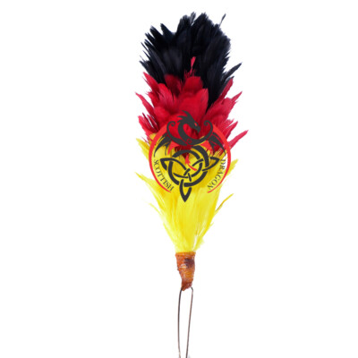 Glengarry Cap Plume Feather Hackle Balmoral Mütze Highland Wear schwarz, rot, gelb 6