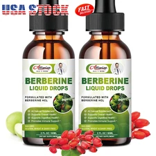 (2 Packs) Berberine Supplement, 1500mg Organic Berberine Liquid Drops 2 fl oz