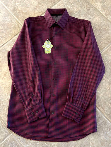 Luchiano Visconti Casual Shirt Men's S Red Houndstooth Long Sleeves $125 NWT - Picture 2 of 8