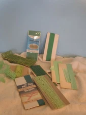 sewing general vintage lot OF different shades of GREEN seam binding/hem facing