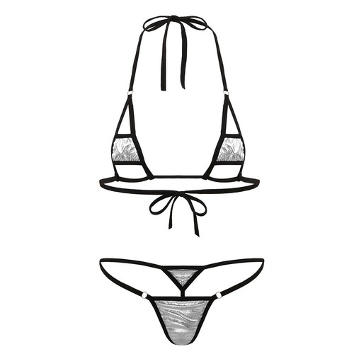 Sexy Damen Bikini Bademode Set Micro Top BH G-String T-Back Badeanzug - Bild 257 von 398