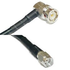 RFC195 Silver BNC MALE ANGLE to RP-SMA MALE Coax RF Cable USA Lot