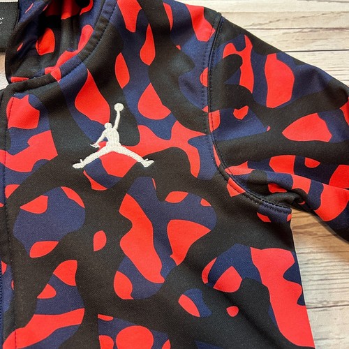 Nike Air Jordan Therma-Fit Zipper Hoodie Red Blue Black Jacket Kids Med 5-6yr - Picture 2 of 9