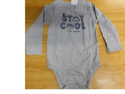 Garanimals Baby Boy Long Sleeve Bodysuit-Stay Cool Like Daddy  (Grey)-3-6M-NWT