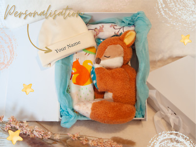 Baby Geschenke zur Geburt personalisiert mit Geschenkbox ''Forest Dream'' bestickt