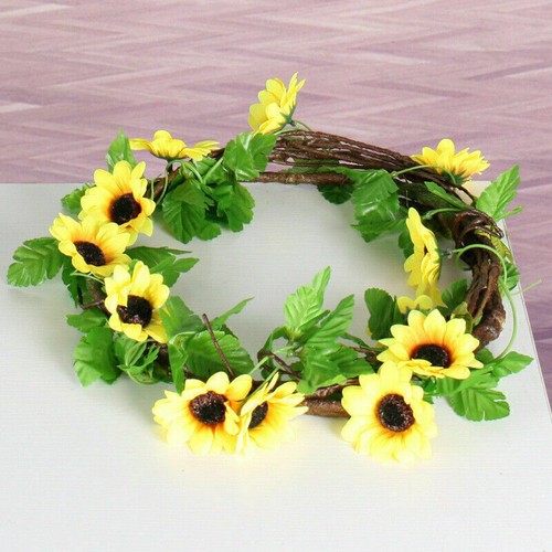 2.4M Fake Artificial Sunflower Flowers Garland Ivy Silk Leaf Plants Garden Home - Picture 8 of 12