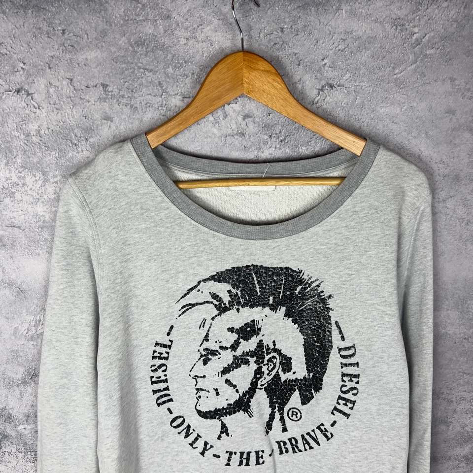 Suéter Diesel Para Mujer Gris Punk Mohawk Logo Estampado 100% Algodón XS-S Foto 2 de 4