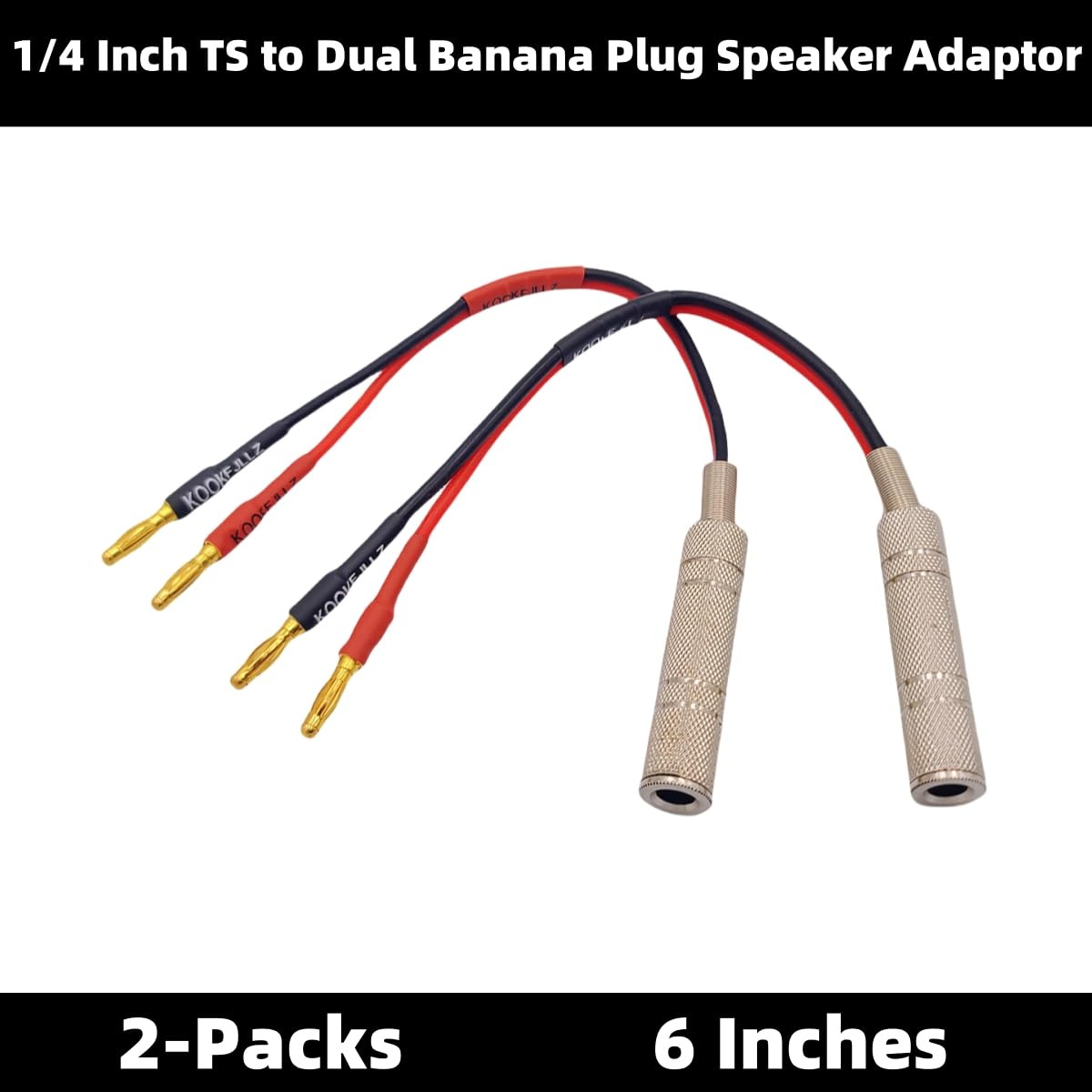 2-Packs 1/4 Inch TS Female to Banana Plug, 6.35Mm Female Jack to Banana Plug Spe